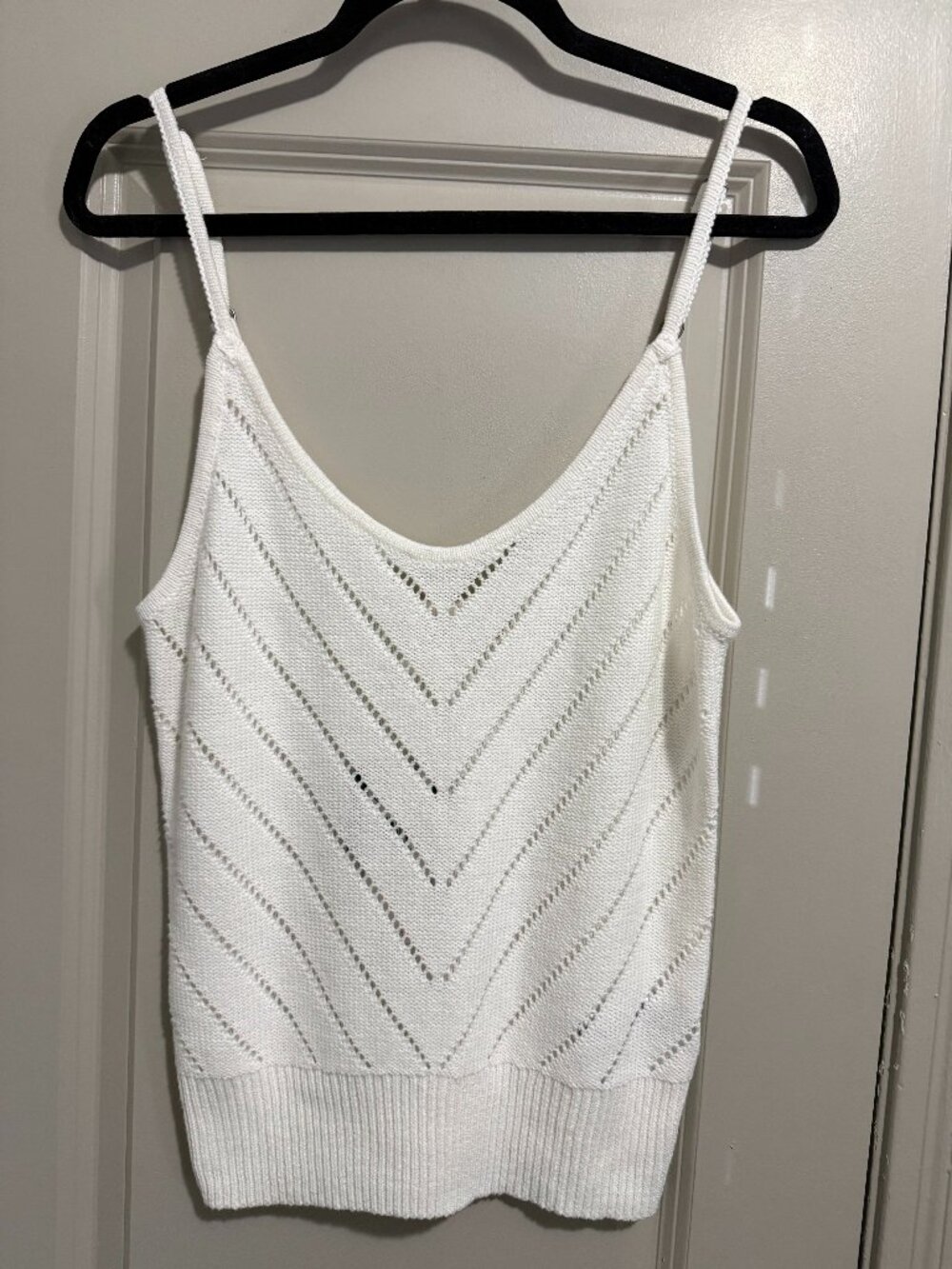 Roxy Cream Fitted Ribbed Chevron Knit Camisole Womens Tank Top NWT XL